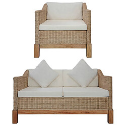 Maison Chic Ensemble de canapés 2 pcs avec coussins, Canapé droit Sofa pour Salon Rotin naturel -GKD713432