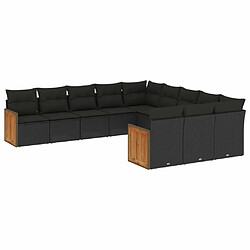 Maison Chic Salon de jardin 11 pcs avec coussins | Ensemble de Table et chaises | Mobilier d'Extérieur noir résine tressée -GKD57242