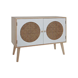 Acheter Mobili Rebecca Meuble TV Bas Buffet Polyvalent Avec 2 Portes En Bois Blanc Marron