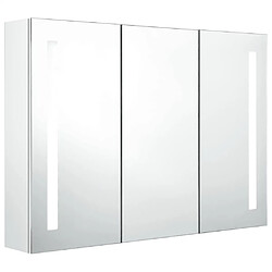 vidaXL Armoire de salle de bain à miroir LED 89x14x62cm Blanc brillant