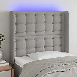 Maison Chic Tête de lit scandinave à LED,meuble de chambre Gris clair 103x16x118/128 cm Tissu -MN13217