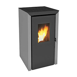 INVICTA Bassano 5 kw Poele a granules modulable de 2,9 a 5,8 kW - Rendement 93 % - Autonomie 8 h - Flamme Verte 7* - Gris