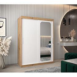 Abiks Meble Armoire PROMO T2 À Portes Coulissantes 200/150/62 2 Portes (Artisan/Blanc)