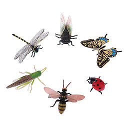 6 Pièces Mini Figurines Animaux Insectes en Plastique avec Loupe Piédestal et Anneau Science Modèle Enfants Jouets pas cher