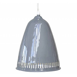 L'Héritier Du Temps Superbe Lustre Emaillé Suspension Lumineuse Luminaire Intérieur 1 Lampe en Fer Emaillé Gris 21,5x21,5x27cm