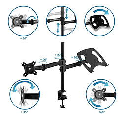 Fixation pour écran VM-MH2 2-bras 13 - 32 pouces ordinateur portable noir hjh OFFICE