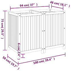 vidaXL Jardinière avec doublure 100x50x75 cm bois massif d'acacia pas cher