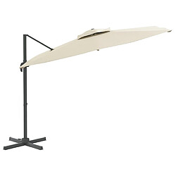 Avis Maison Chic Parasol Jardin | Parasol cantilever à double toit Blanc sable 400x300 cm - GKD94019