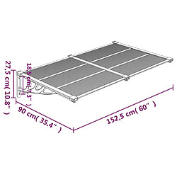 vidaXL Auvent de porte Gris et transparent 152,5x90 cm Polycarbonate pas cher