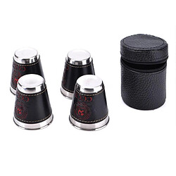 Wewoo 8 PCS / 2 Set 70ml Camping en plein air Vaisselle Voyage Tasses Set Pique-nique Fournitures Acier Inoxydable Vin Bière Tasse Whisky Cuir PU