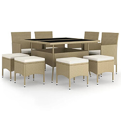 Maison Chic Ensemble de salle à manger de jardin 9 pcs,Table et chaises d'extérieur Résine tressée Beige -GKD601189