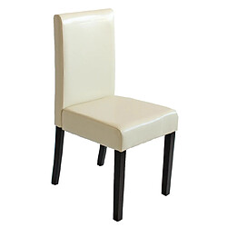 Avis Mendler Lot de 2 chaises de séjour Littau ~ simili-cuir, crème, pieds foncés