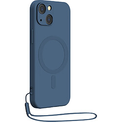 Coque iPhone 14 Compatible MagSafe Silicone Bleue Bigben