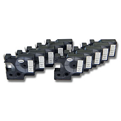 10x Cassette à ruban vhbw 9mm pour Dymo LabelMaker 2000, 3500, 4500, 5000, 5500. Remplace: Dymo D1, 40913.