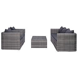 vidaXL Salon de jardin 6 pcs et coussins et oreillers Résine tressée