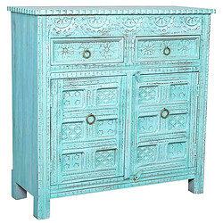 Buffet Alexandra House Living Bleu Bois de manguier 41 x 101 x 101 cm