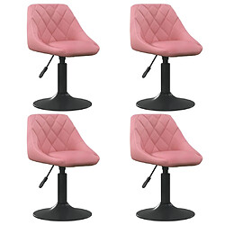 vidaXL Chaises pivotantes à manger lot de 4 rose velours