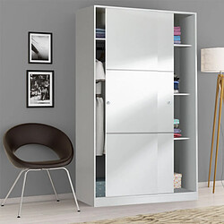 Dansmamaison Armoire coulissante 2 portes Blanc - RAFU pas cher