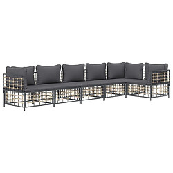 Avis Maison Chic Salon de jardin 6 pcs + coussins - Mobilier/Meubles de jardin - Table et chaises d'extérieur anthracite résine tressée -MN11524