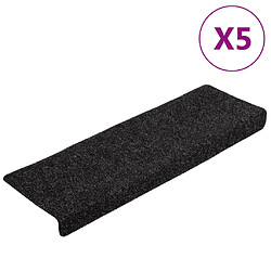 vidaXL Tapis de marches d'escalier 5 pcs Noir 65x21x4 cm Aiguilleté