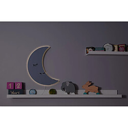 HOMEMANIA Lampe Murale Smiling Moon - Luna, Applique - pour enfants - pour chambre - Gris en MDF, 25 x 3 x 40 cm, 1 x LED Strip, Max 14,4 W, 600LM