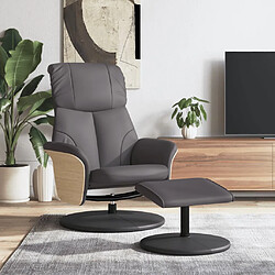 vidaXL Fauteuil inclinable avec repose-pied gris similicuir