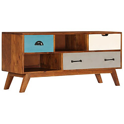 Maison Chic Meuble TV scandinave avec 3 tiroirs - Banc TV pour salon 110x35x50 cm Bois d'acacia solide -MN94320