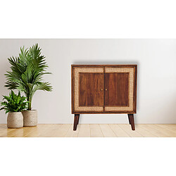 Artisan Furniture Cabinet en bois massif noyer avec 3 tiroirs, rangement salon