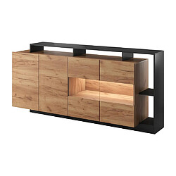 Acheter Vente-Unique Buffet 4 portes et 4 niches avec LEDs - Naturel clair et Anthracite - IDESIA