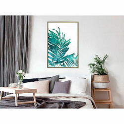 Paris Prix Affiche Murale Encadrée Teal Palm on White Background 40 x 60 cm Or