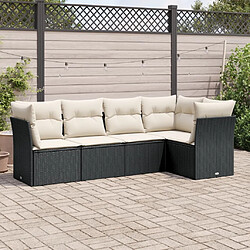 Maison Chic Salon de jardin 5 pcs avec coussins | Ensemble de Table et chaises | Mobilier d'Extérieur noir résine tressée -GKD43433