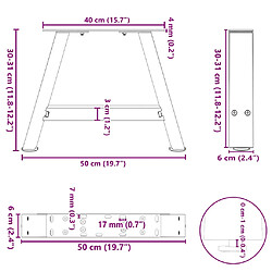 vidaXL Pieds de table basse forme de A 2 pcs anthracite 50x(30-31) cm pas cher