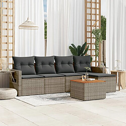 Maison Chic Salon de jardin 6 pcs avec coussins | Ensemble de Table et chaises | Mobilier d'Extérieur gris résine tressée -GKD39208