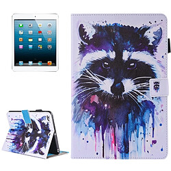 Wewoo Coque pour iPad mini 4/3/2/1 peinture coloré motif raton laveur Horizontal Flip étui en cuir avec titulaire et portefeuille fentes cartes fente stylo