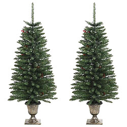 Avis vidaXL Arbres de Noël artificiels 2 pcs et couronne, guirlande et LED