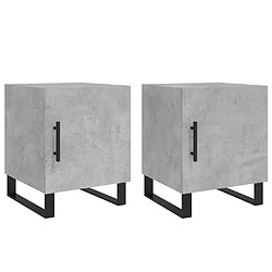 vidaXL Tables de chevet 2 pcs gris béton 40x40x50 cm bois d’ingénierie