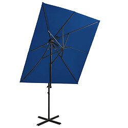 Helloshop26 Parasol déporté à double toit 250 x 250 cm bleu 02_0008566