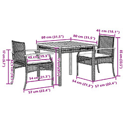 vidaXL Ensemble à manger de jardin avec coussins 3 pcs Noir pas cher