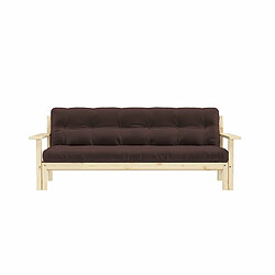 Inside 75 Canapé convertible futon UNWIND pin naturel coloris marron couchage 130 x 190 cm.