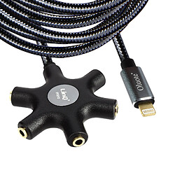 Câble audio Lightning vers 5 prises Jack 3.5mm Son de qualité Longueur 5m LinQ