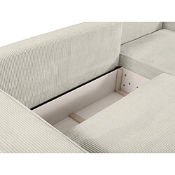 Vente-Unique Canapé d'angle droit convertible en velours côtelé beige AMELIA pas cher