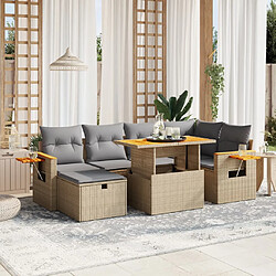 vidaXL Salon de jardin avec coussins 7 pcs beige résine tressée