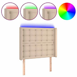 Maison Chic Tête de lit scandinave à LED,meuble de chambre Cappuccino 103x16x118/128 cm Similicuir -MN71956