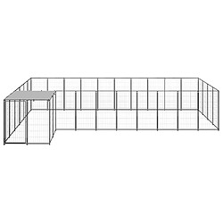 Helloshop26 Chenil extérieur cage enclos parc animaux chien 13,31 m² 110 cm acier noir 02_0000494