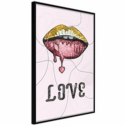 Paris Prix Affiche Murale Encadrée Lip Gloss and Love 20 x 30 cm Noir