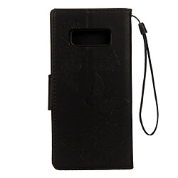 Avis Wewoo Coque noir pour Samsung Galaxy Note 8 fleurs pressées papillon motif horizontal étui en cuir avec porte-cartes et portefeuille lanière