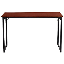 Decoshop26 Bureau table d'ordinateur style industriel en MDF teck et métal noir BUR10518