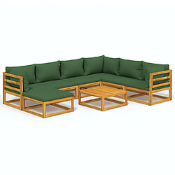 vidaXL Salon de jardin 8 pcs avec coussins vert bois massif