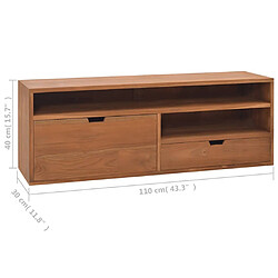 vidaXL Meuble TV 110x30x40 cm Bois de teck massif pas cher