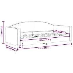 vidaXL Lit de repos sans matelas noir 90x190 cm tissu pas cher